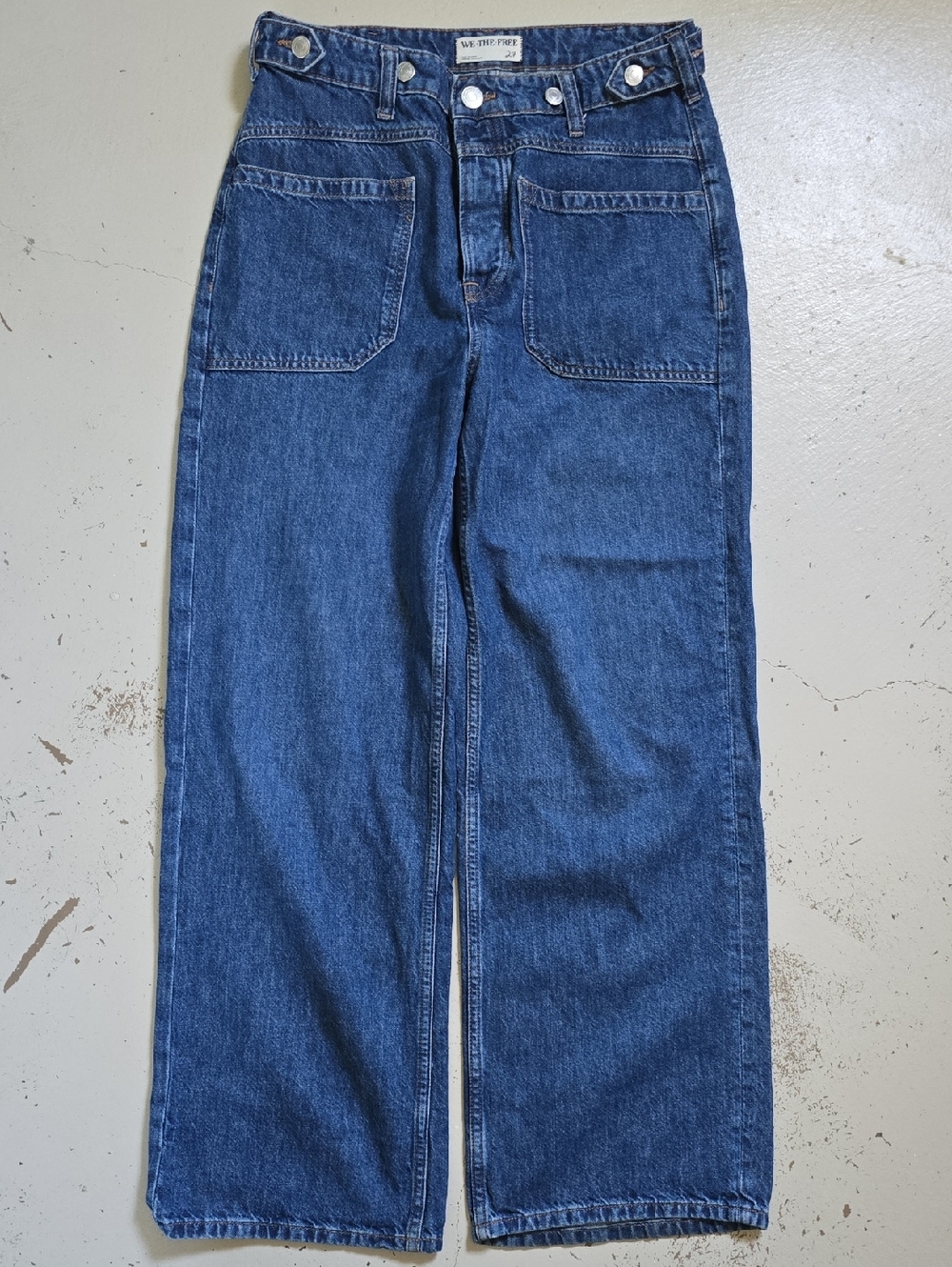 We The Free Palmer Cuffed Jeans Women's Wide Leg Blue Size 27